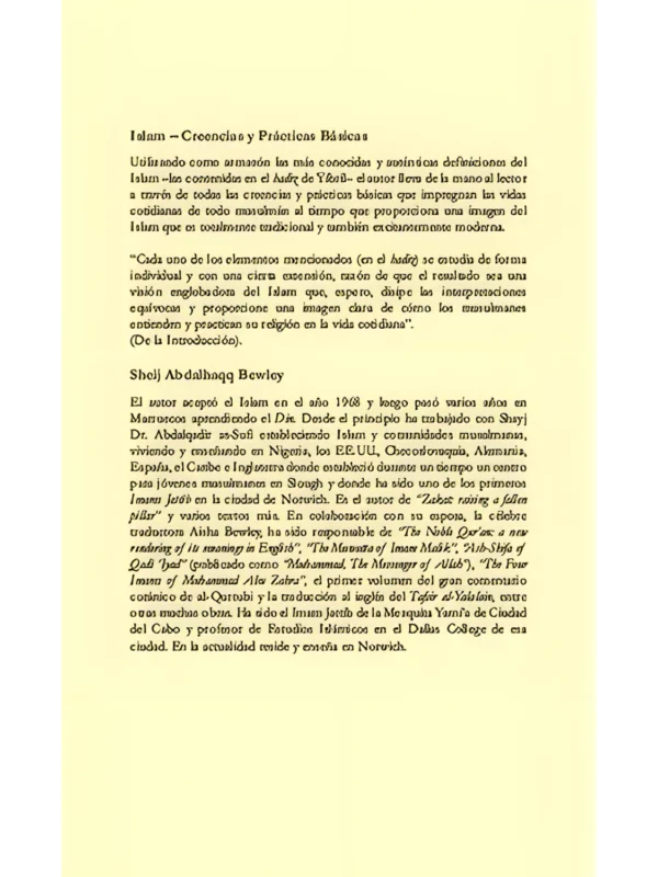 Islam creencias – contraportada de libro