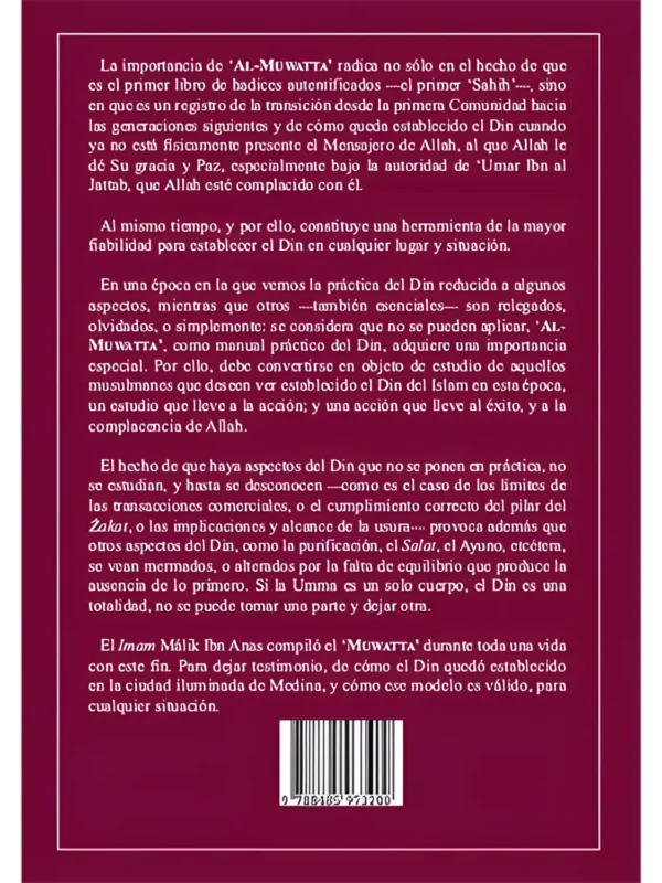 Muwatta 02 – recopilación de hadices de Imam Malik - contraportada