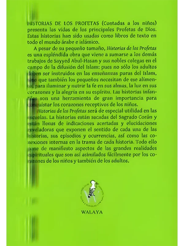 Historia de los profetas contraportada - libro infantil sobre las historias de los profetas en el Islam