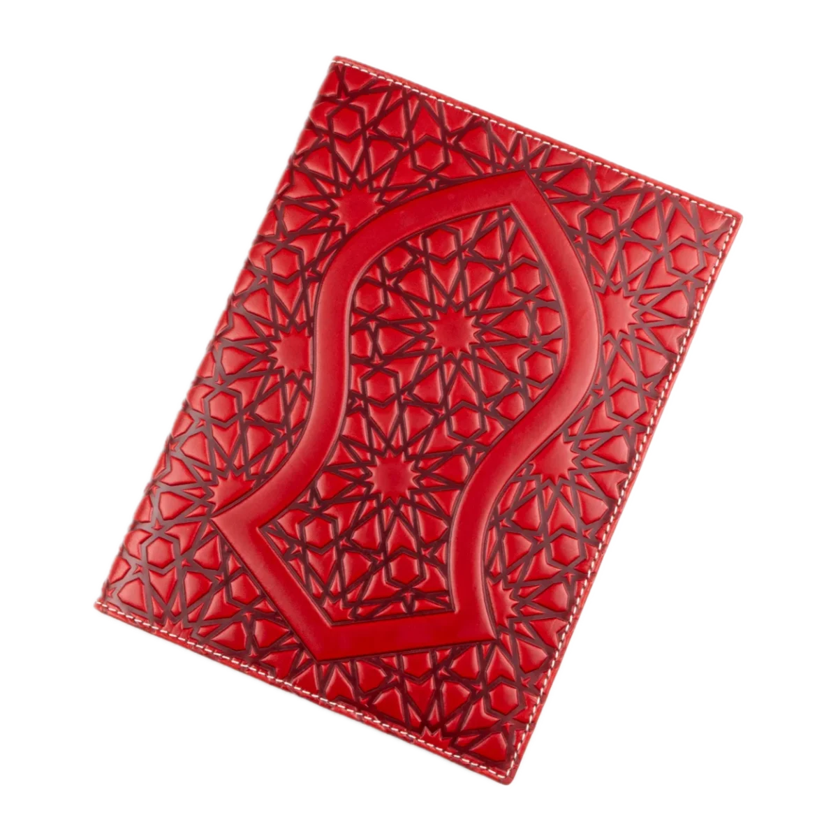 Funda de Piel para Cuaderno Rojo Repujado Arte Islámico - imagen 2