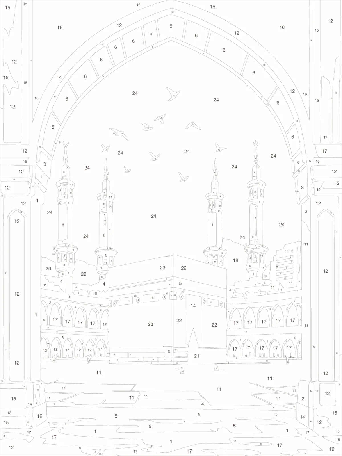 Lienzo para pintar - Mezquita Al Haram - guía en blanco para pintar