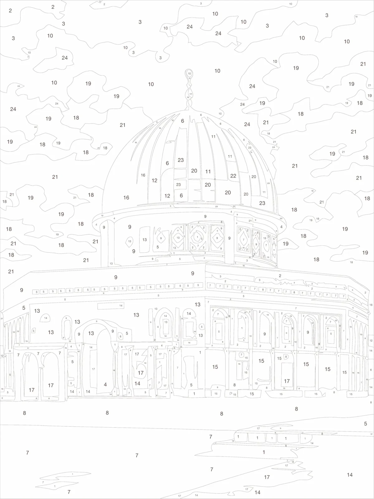 Lienzo para pintar - Mezquita Al Quds - guía en blanco para pintar