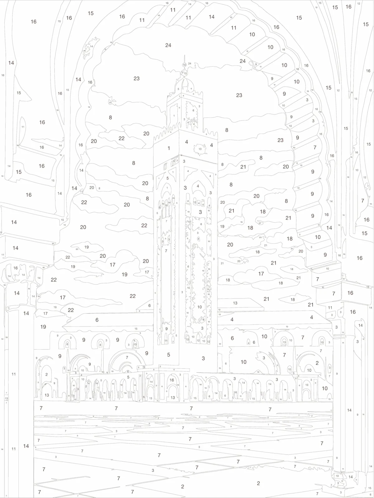 Lienzo para pintar - Mezquita Hasan II - guía en blanco para pintar