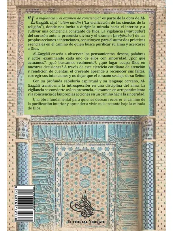 Contraportada del Libro 38 La vigilancia y el examen de conciencia del Ihya de Al-Gazzali