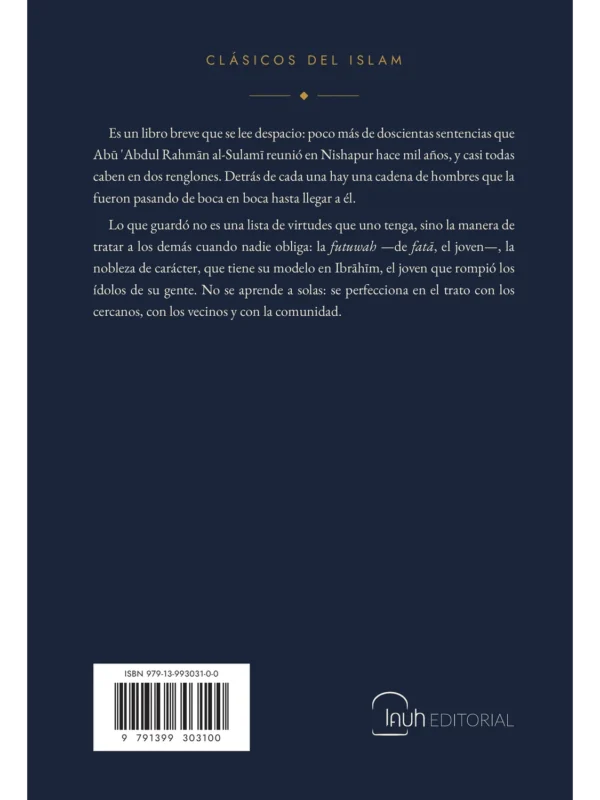 La Futuwah – Imam Al-Sulami – segunda edición, contraportada