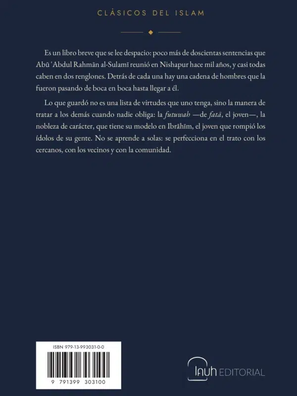 La Futuwah – Imam Al-Sulami – segunda edición, contraportada