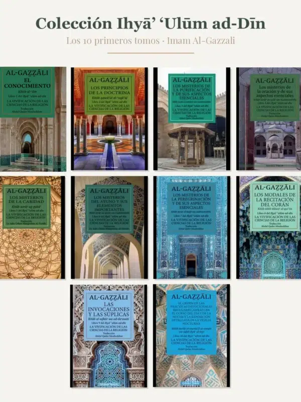 Las portadas de los diez primeros tomos del Ihya Ulum ad-Din del Imam Al-Gazzali — pack Lauh Editorial