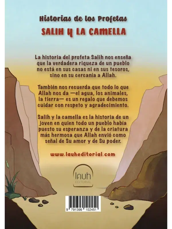Contraportada de Salih y la camella, cuento islámico ilustrado sobre el profeta Salih para niños